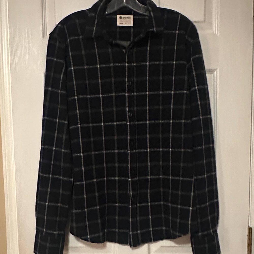 Sperry Navy blue and White Plaid Casual Button Down Shirt